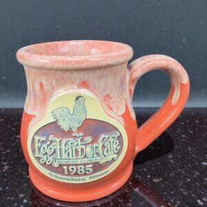 Deneen Pottery Hand Made Stoneware Coffee Mug Cup Orange Egg Harbor Cafe IL